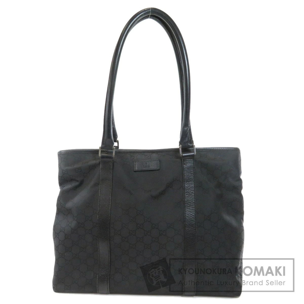 Gucci Monogram tote bag leather trim BLACK